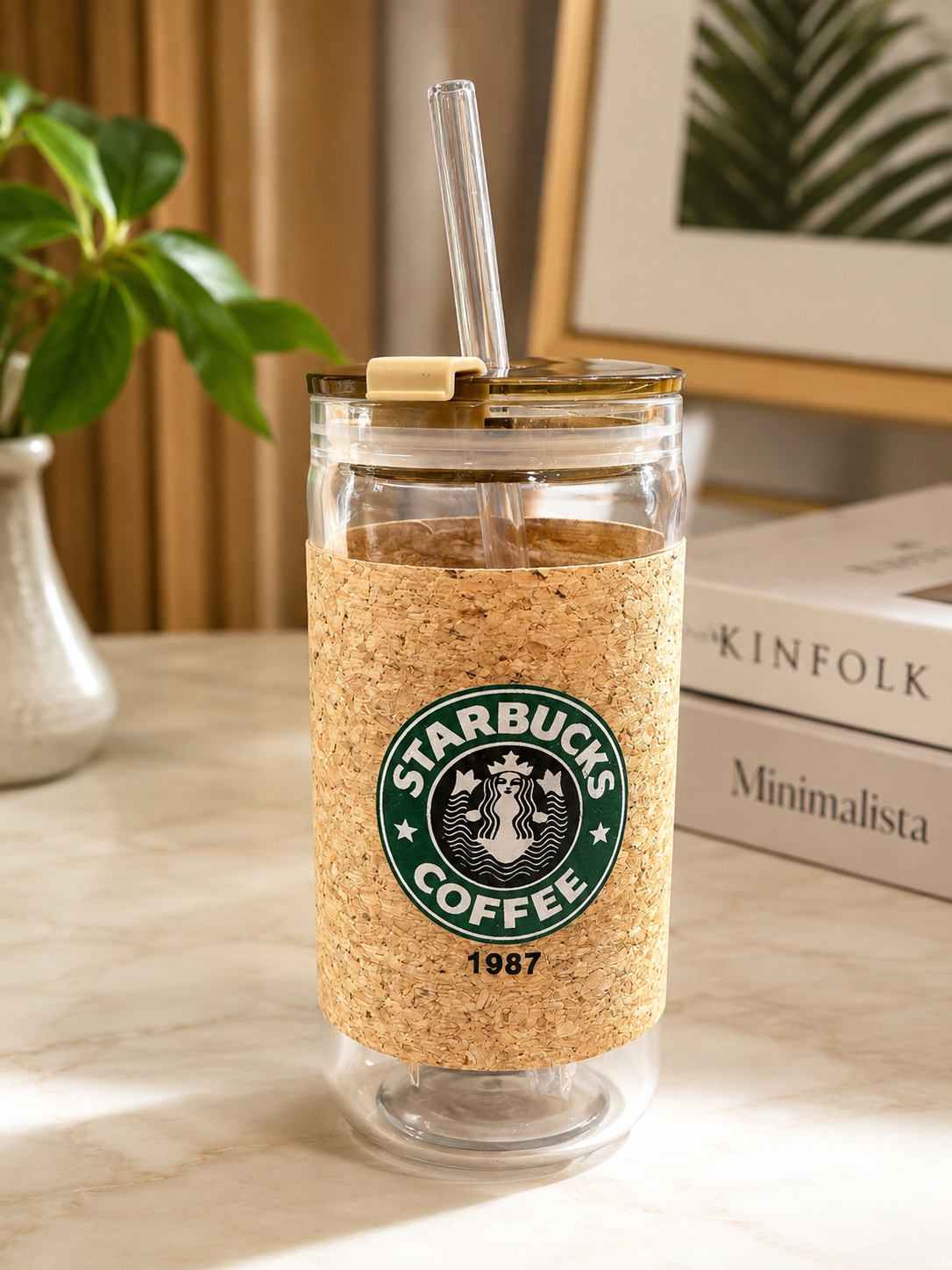 Reusable Starbucks Glass Coffee Tumbler, Double Wall Glass Coffee Tumbler,
Glass Travel Cup with Straw