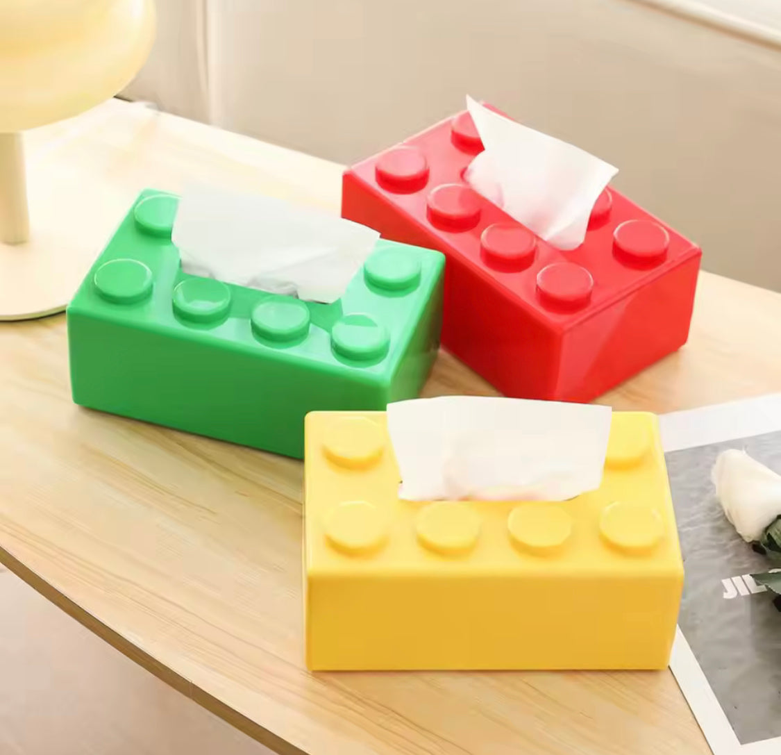 Building Block Style Decorative Tissue Box, Wall Mounted Punch Free Napkin Holder, Napkins Paper Storage Box