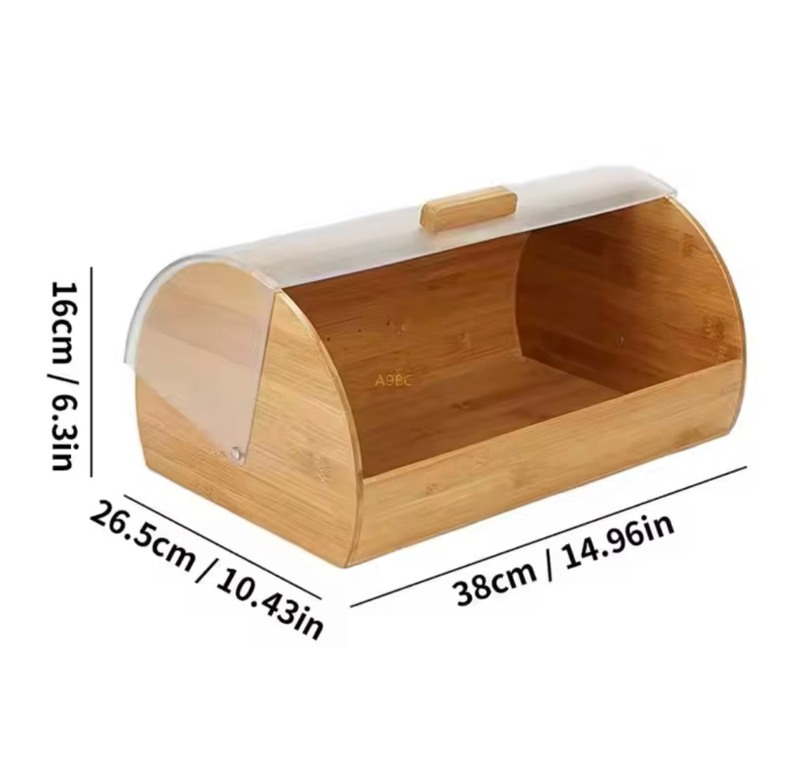 Bamboo Pastry Storage Box With Transparent Cover, Countertop Cookies Muffins Box, Bread Storage Organizer, Bamboos Bread Organizers Box With Clear Lid