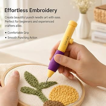 Embroidery Punch Pen with Needle Accessories, Creative Punch Needle Rug Making Kit, Adjustable Punch Needle Kit