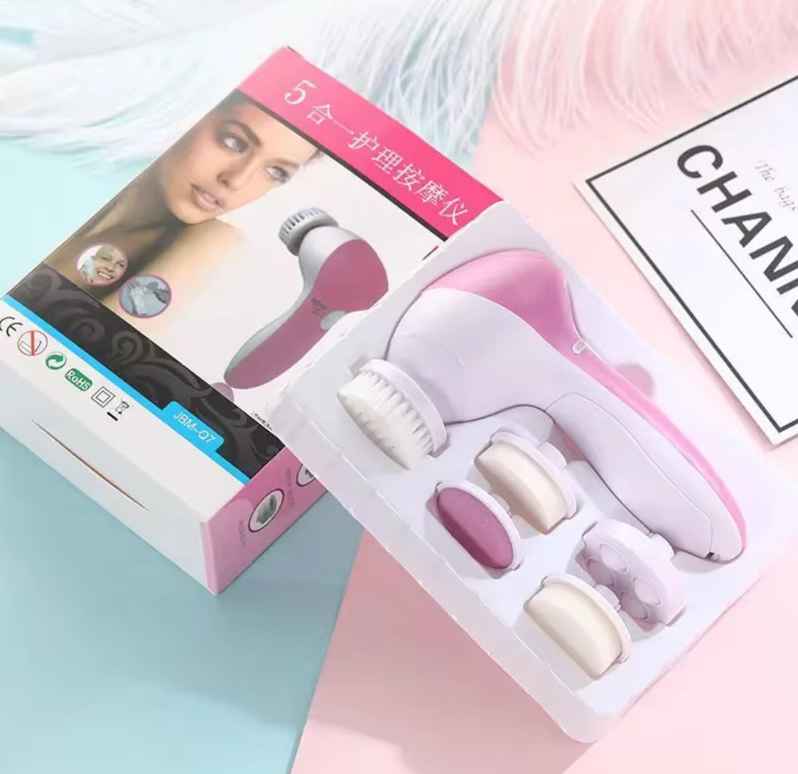 5 In 1 Multifunctional Face Cleansing Brush, Battery Powered Facial Cleaner,  Skin Care Massager, Facial Cleanser Tools
