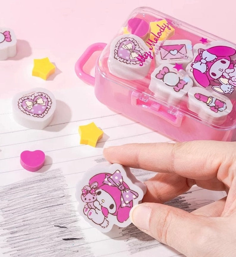 Cute Kawaii Cartoon Eraser Suitcase Toy, 4pcs Suitcase Style Eraser Set, School Kids Eraser Set
