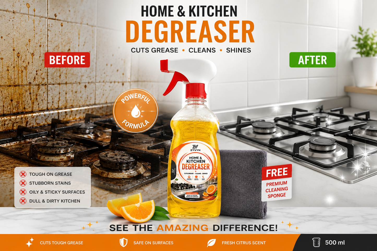 ✨ Home & Kitchen Degreaser Spray
