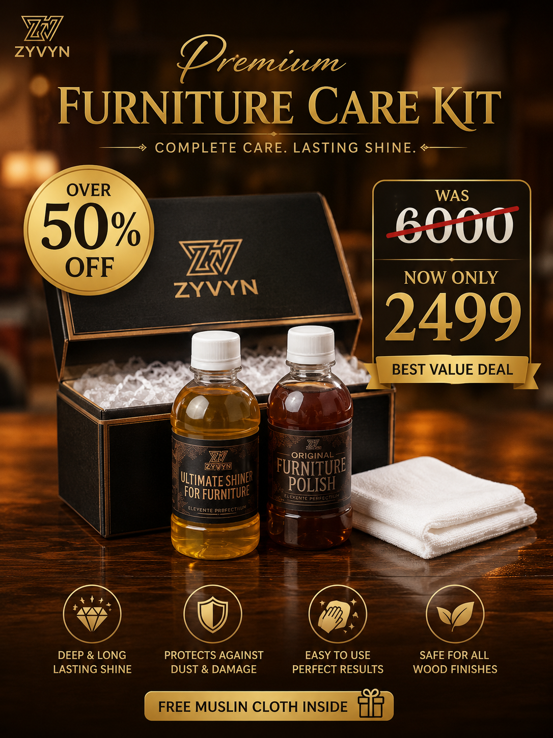 Premium Furniture Polish For Wood – Deep Shine & Protection