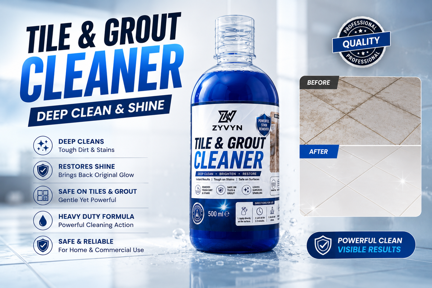 Heavy Duty Tile & Grout Cleaner – Restore Like New!