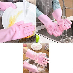 Pair Of Silicone Washing Full Finger Gloves